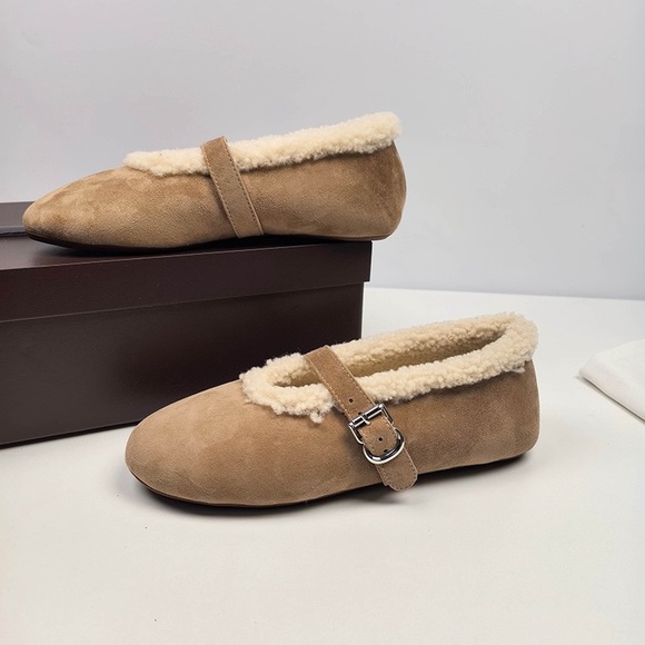 Alaïa Merino Shearling Ballet-Style Mary Jane Flats - Picture 6 of 8